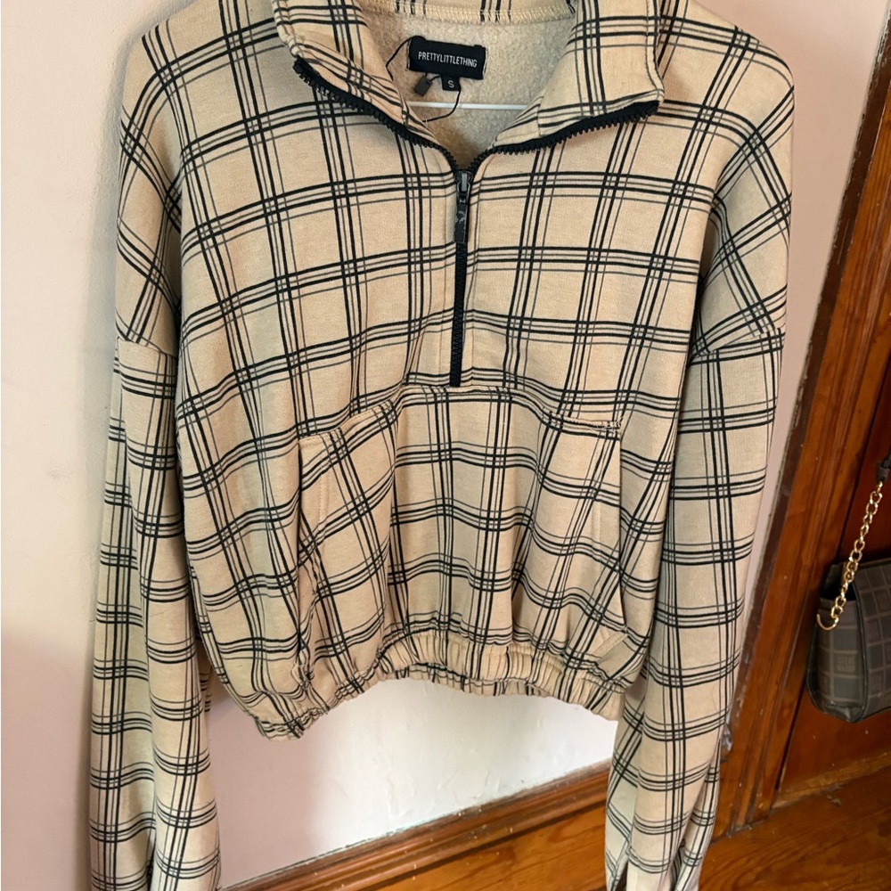 PrettyLittleThing Checkered Cowl Neck Sweater